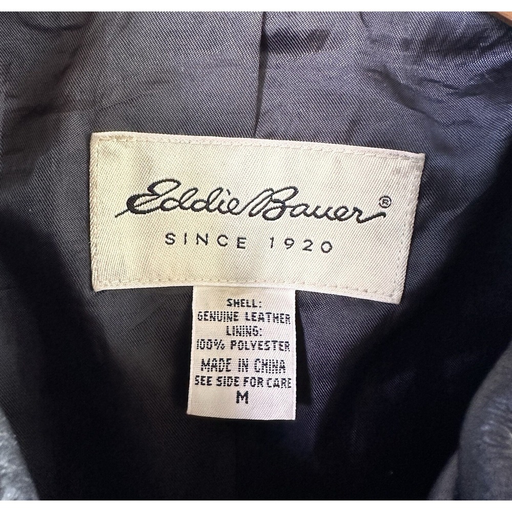 Y2K Moto Leather Jacket Eddie Bauer Grunge Punk Women's Medium - Picture 3 of 3